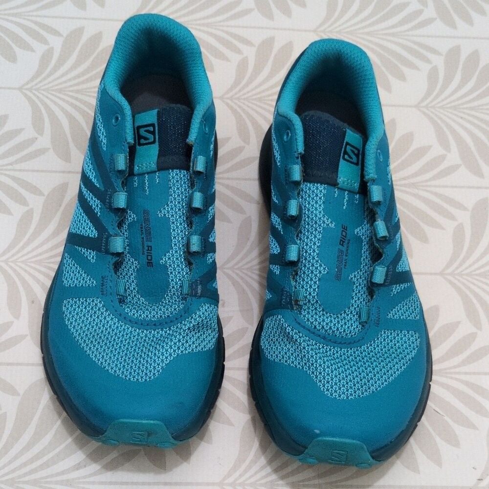 Salomon Vibe Sense Ride Shoes Womens Size 6.5 Blue Trail Running Comfort Hiking